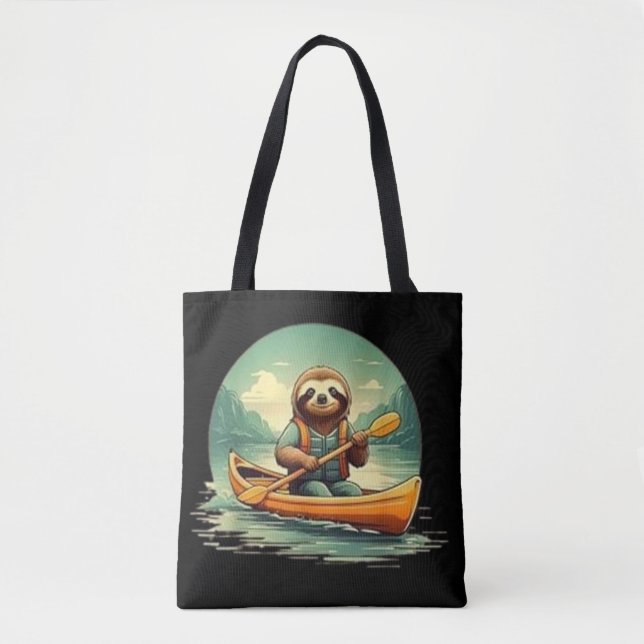 Bolso De Tela Kayaking Sloth Canoe Lover Animales divertidos Vin (Anverso)
