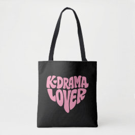 Bolso De Tela Kdrama Lover Pink Heart Typography Simple Black