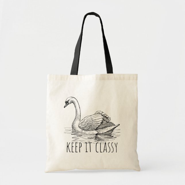 Bolso De Tela Keep It Classy Elegant Swan (Frente)