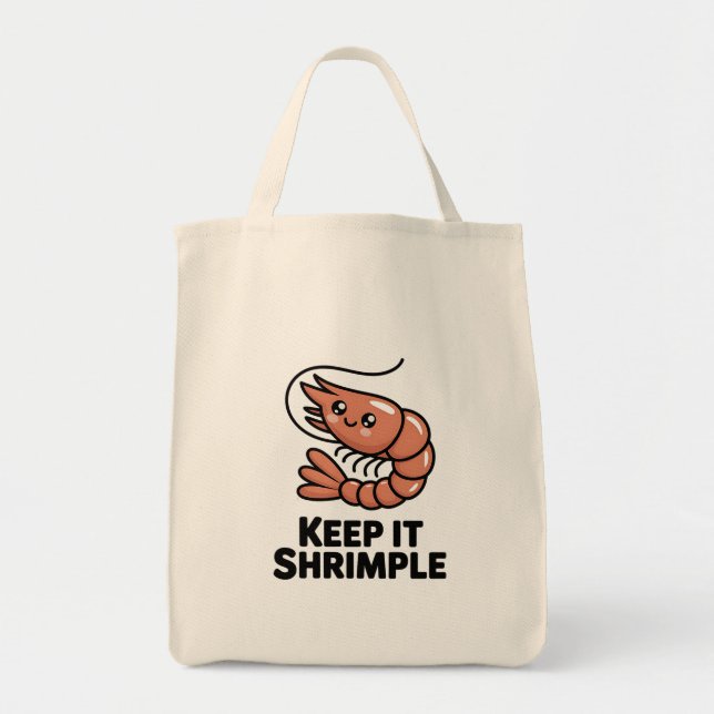 Bolso De Tela Keep It Shrimple Kawaii Shrimp (Frente)