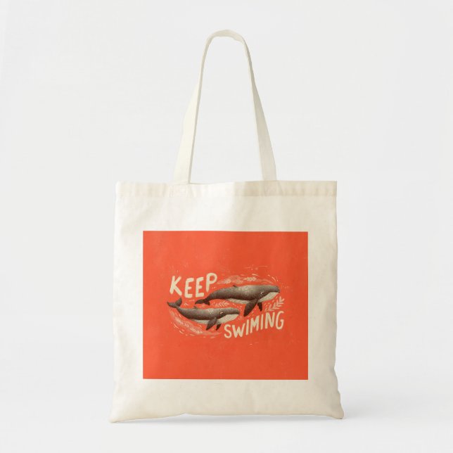 Bolso De Tela Keep Swimming Whales (Frente)