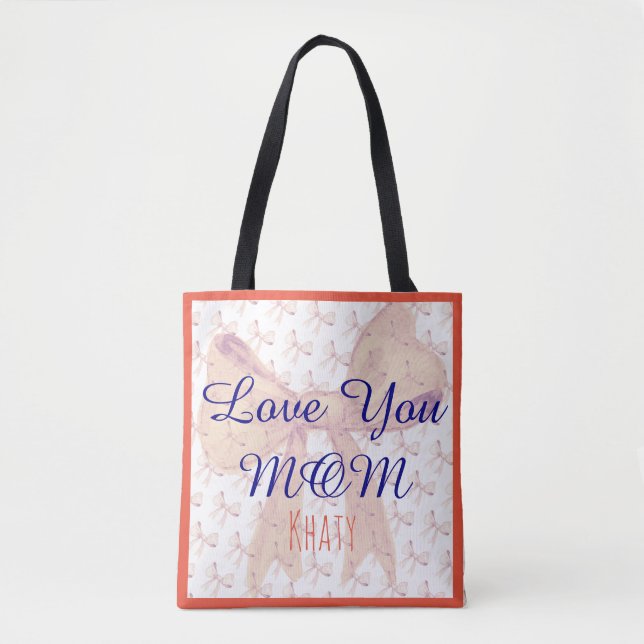 Bolso De Tela Keepsake Love You Mom Cute Moderno Día de la Madre (Anverso)
