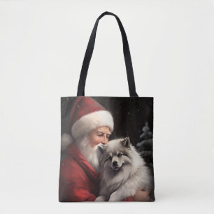 Bolso De Tela Keeshond con Santa Claus Festivo de Navidad