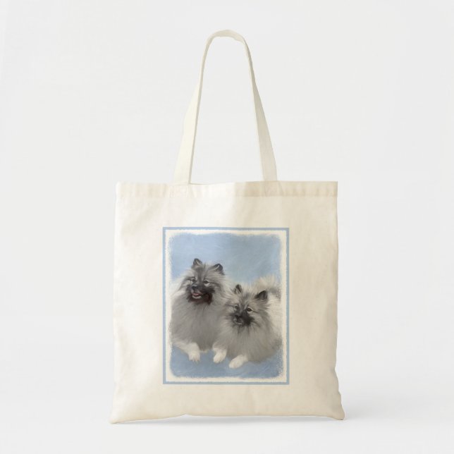 Bolso De Tela Keeshond Pair de Kees pintura animal original (Frente)