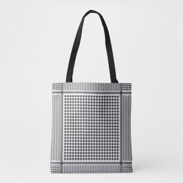 Bolso De Tela Keffiyeh blanco y negro (Anverso)