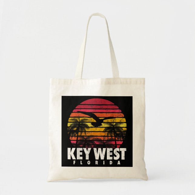 Bolso De Tela Key West T Shirile Mile 0 Florida Rótulo Tee Rustt (Frente)