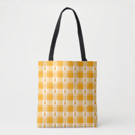 Bolso De Tela Kidney Cancer Awareness Plaid Tote, Orange Ribbon