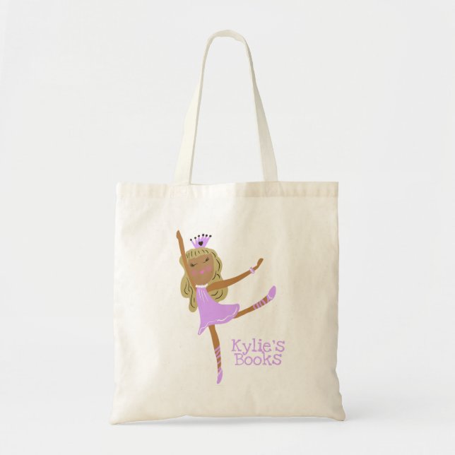 Bolso De Tela Kids Ballerina Purple Library Book Tote Bag (Frente)