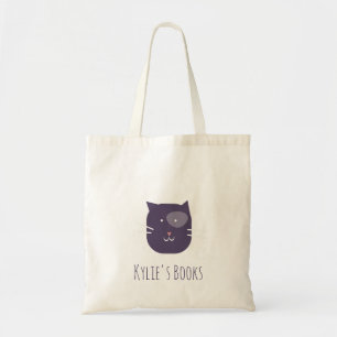 Bolso De Tela Kids Cat Kitten Purple Library Book Tote Bag