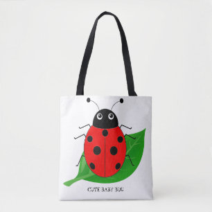 Bolso De Tela Kids Cute acuarela ladybug en hoja verde