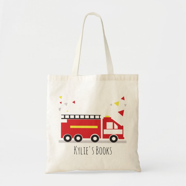 Bolso De Tela Kids Firetruck Fun Library Book Tote Bag (Frente)