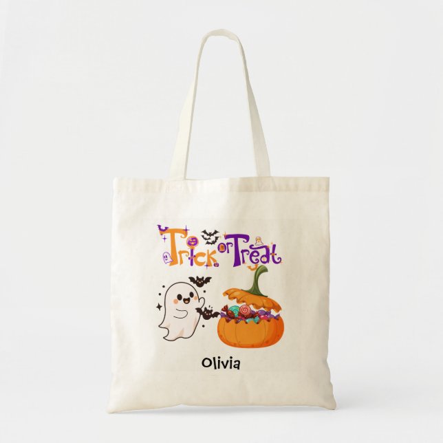 Bolso De Tela Kids Personalised Halloween Trick or Treat  (Frente)