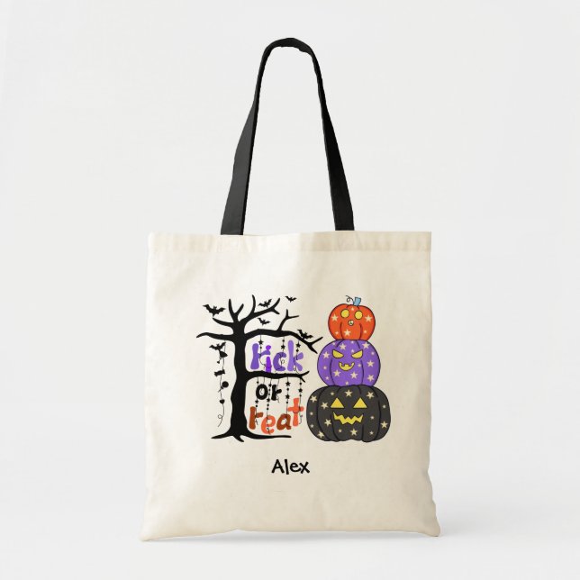 Bolso De Tela Kids Personalised Halloween Trick or Treat  (Frente)