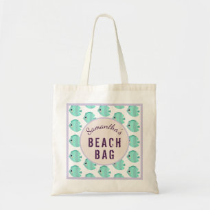 Bolso De Tela Kids Personalized Name Fish Lilac & Teal Beach