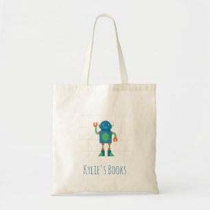 Bolso De Tela Kids Robot Blue Library Book Tote Bag