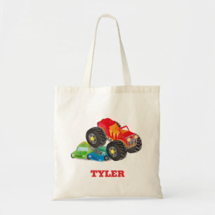Bolso De Tela Kids Watercolor Monster Rojo Stunt Truck