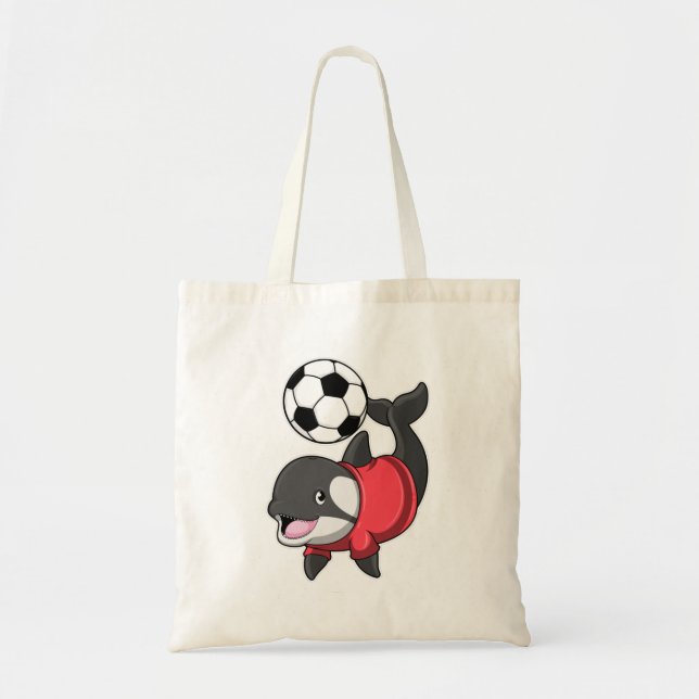 Bolso De Tela Killerwhale como jugador de fútbol con fútbol (Frente)