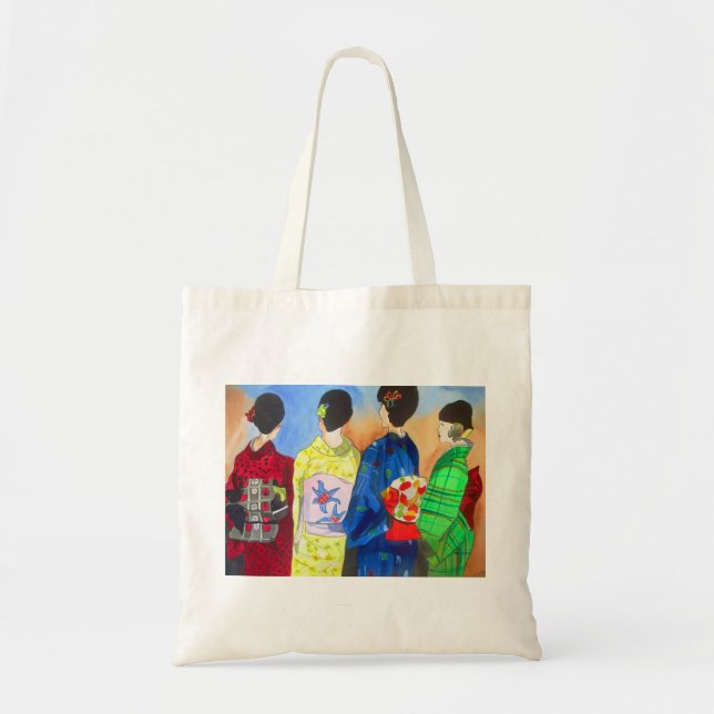 Bolso De Tela Kimono de primavera arte japonés Geisha (Frente)