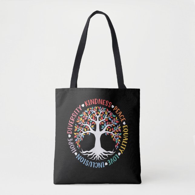 Bolso De Tela Kindness Peace Equality Love Inclusion Diversity (Anverso)