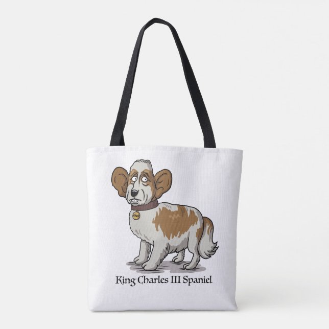 Bolso De Tela King Charles III Spaniel - Cartoon (Reverso)