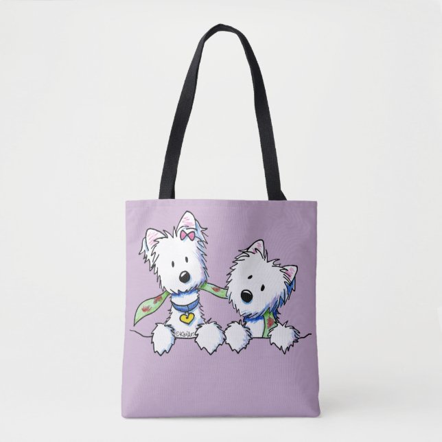 Bolso De Tela KiniArt Pocket Westie Boy y Chica (Anverso)