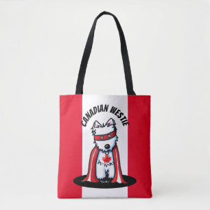 Bolso De Tela KiniArt Westie Superhéroe Canadiense