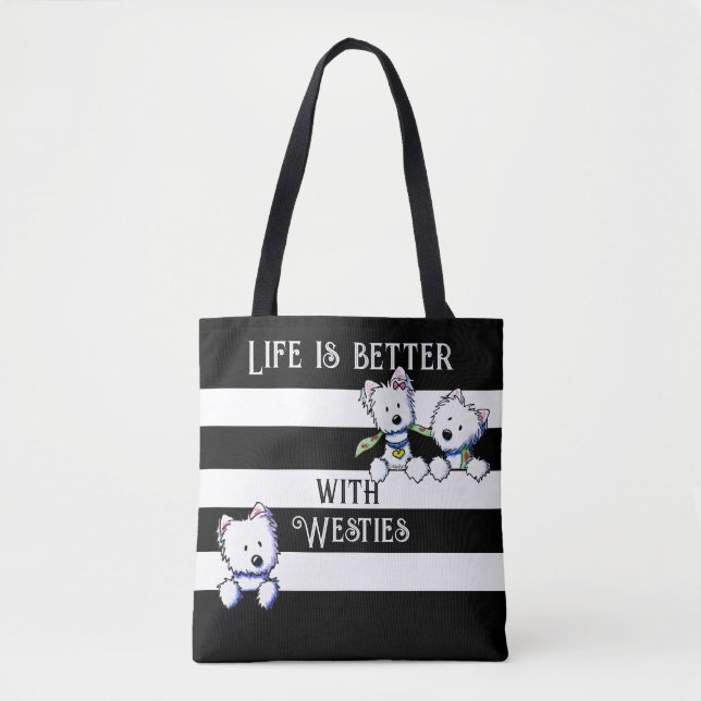 Bolso De Tela KiniArt Westie Terriers Tote Bag (Anverso)