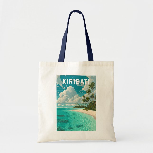 Bolso De Tela Kiribati Illustration Travel Art Vintage (Frente)