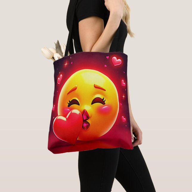 Bolso De Tela Kiss Emoji: Love and Hearts Art (Detalle)