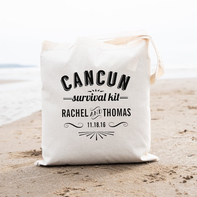 Bolso De Tela Kit de supervivencia de Cancún | Bienvenida Boda (Subido por el creador)