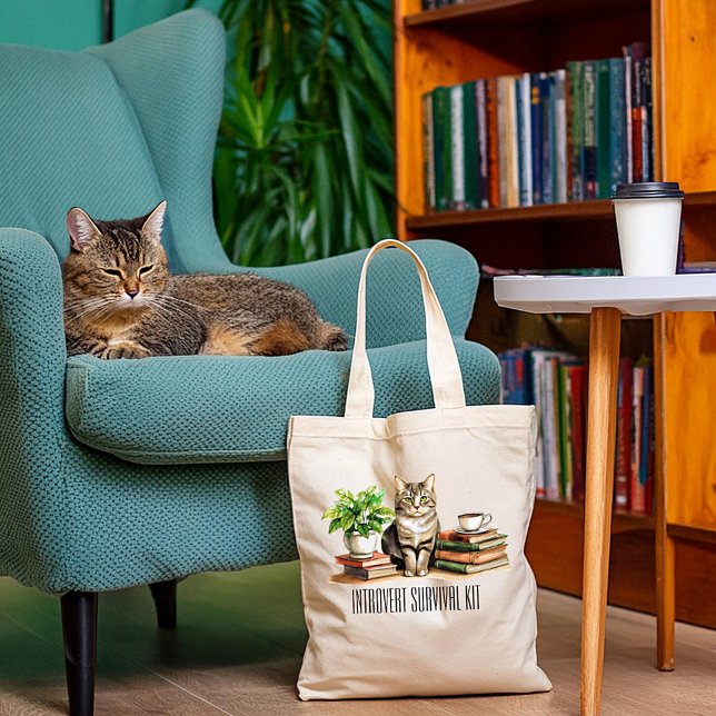Bolso De Tela Kit de supervivencia de introvertido (Gato, planta (Subido por el creador)