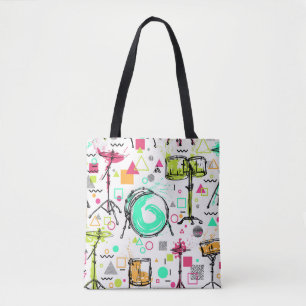 Bolso De Tela Kit de tambor: acuarela Memphis Retro.