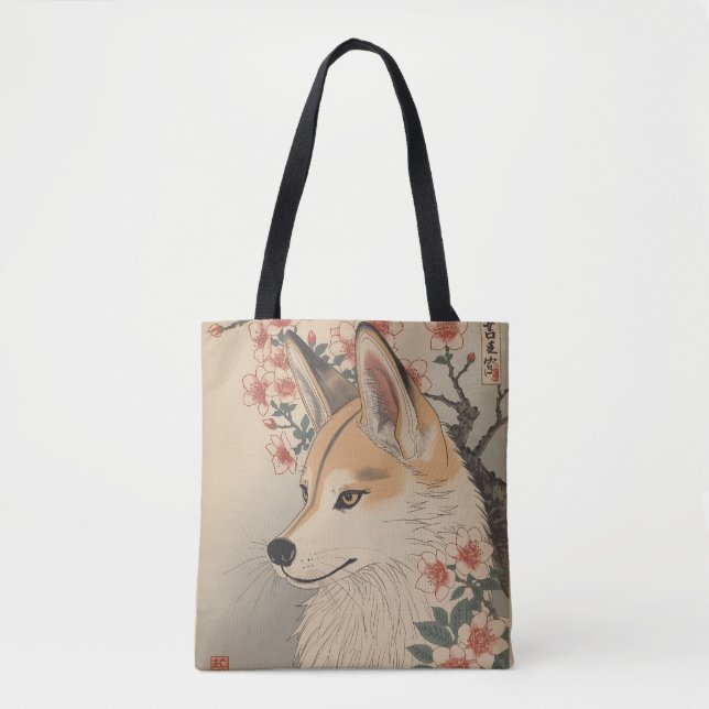 Bolso De Tela Kitsune & cherry blossom (Anverso)
