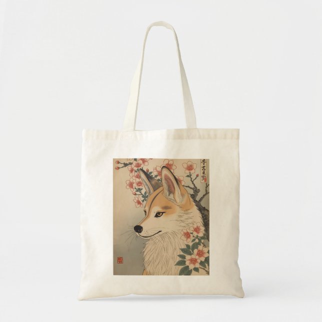 Bolso De Tela Kitsune & cherry blossom (Frente)