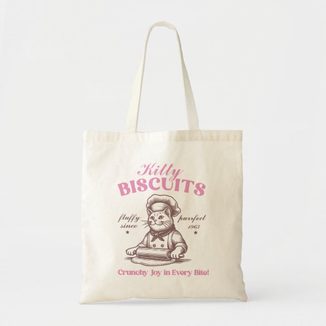 Bolso De Tela Kitty Biscuits Adorable Cat Baker Haciendo Biscuit (Frente)
