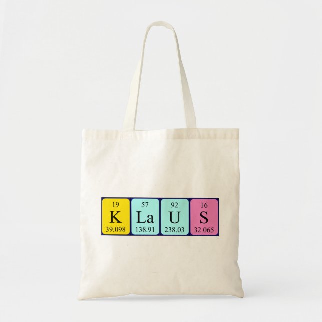 Bolso De Tela Klaus nombre de la tabla periódica tote bag (Frente)