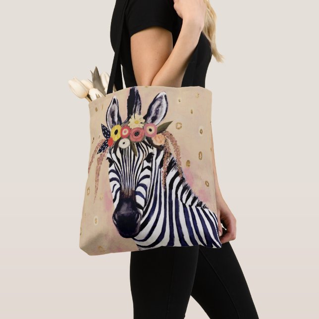 Bolso De Tela Klimt Zebra | Adornadas En Flores (Detalle)