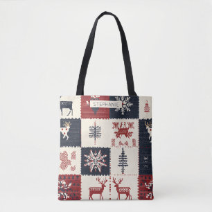 Bolso De Tela Knit Navidades nórdicos Renos y copos de nieve