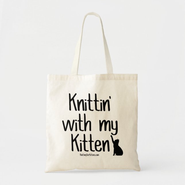 Bolso De Tela Knittin con mi gatito (Frente)