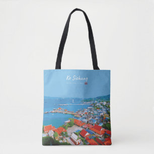 Bolso De Tela Ko Sichang, Tailandia - Vista vibrante del puerto