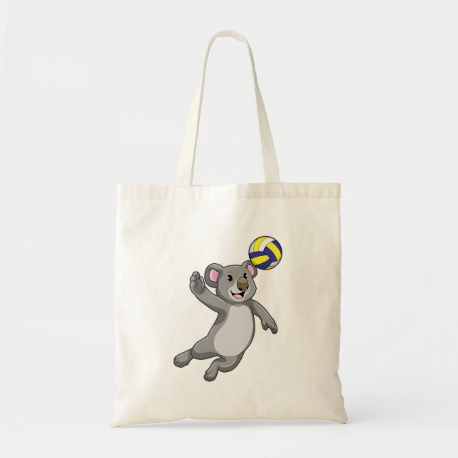 Bolso De Tela Koala como jugador de voleibol con voleibol (Frente)