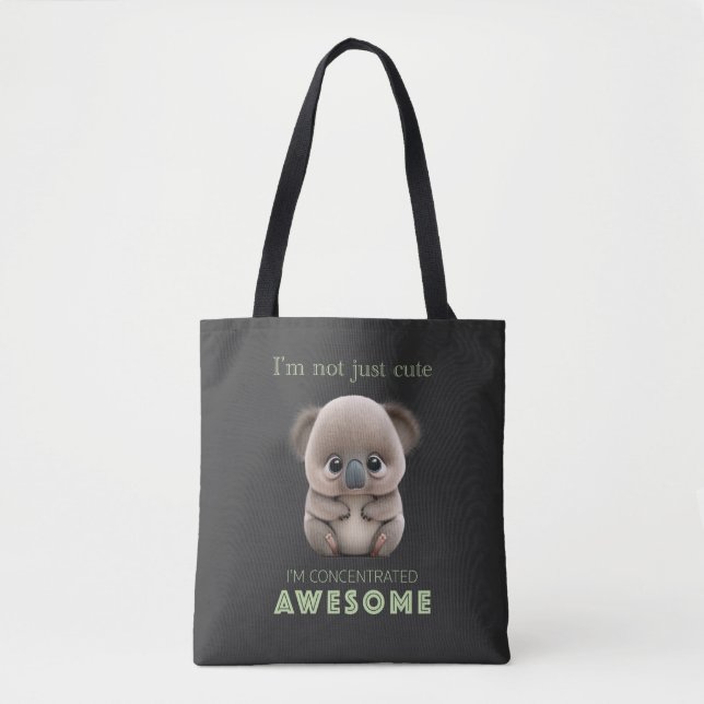 Bolso De Tela Koala concentrado asombroso Adorable Gracioso (Anverso)