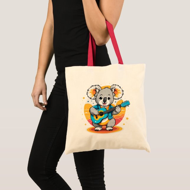 Bolso De Tela Koala Strumming una guitarra (Anverso (producto))