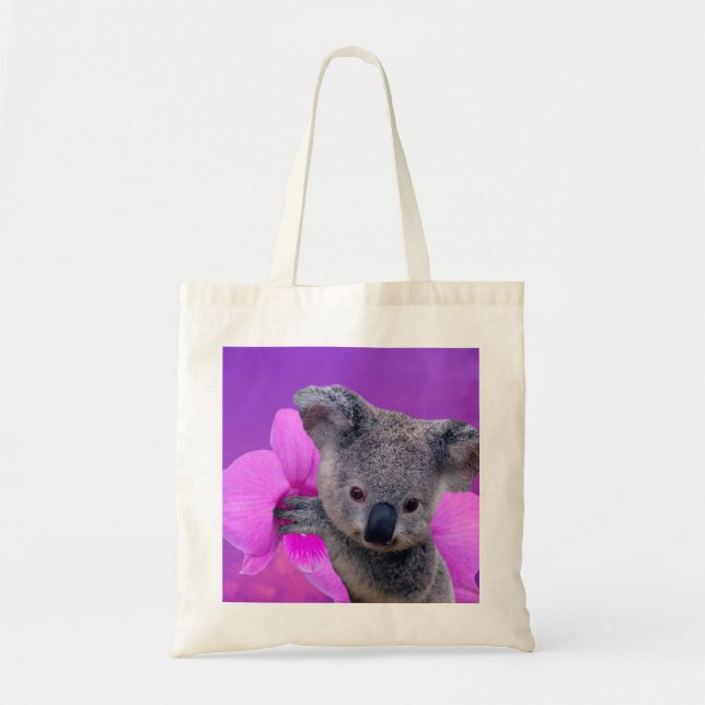 Bolso De Tela Koala y orquídeas (Frente)