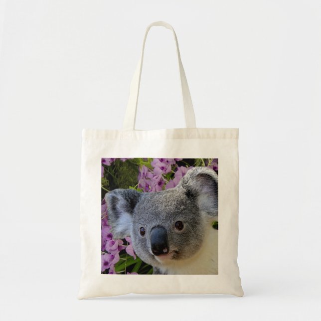 Bolso De Tela Koala y orquídeas (Frente)