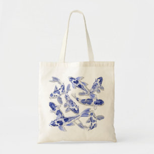 Bolso De Tela Koi azul y blanco