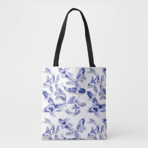 Bolso De Tela Koi azul y blanco