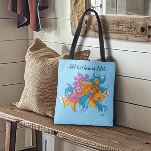 Bolso De Tela Koi Fish Lotus Cherry Blossoms