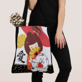 Bolso De Tela KOKESHI LOVE  Chow dog heart 