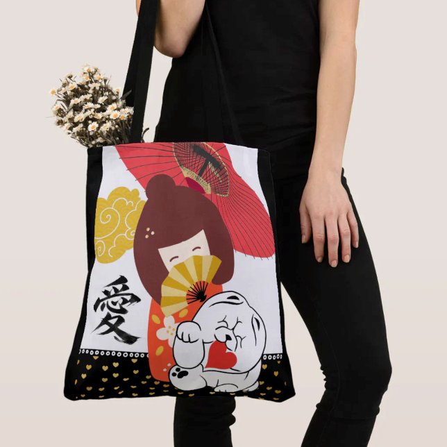 Bolso De Tela KOKESHI LOVE  Chow dog heart  (Subido por el creador)